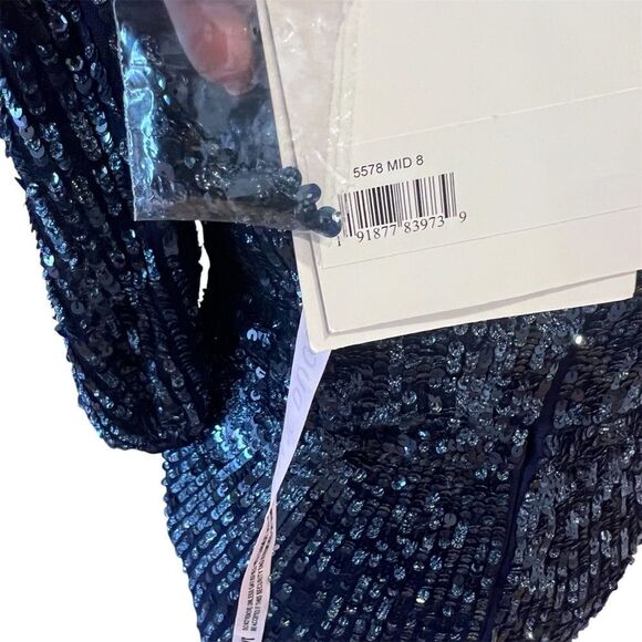 NWT‎ Mac Duggal Midnight sequin midi dress style 5578 size 8 women's - Picture 5 of 16